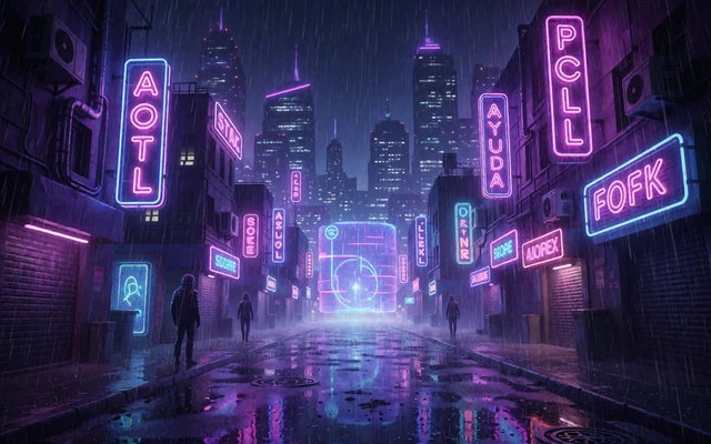 Neon-Cyberpunk-Stadt bei Nacht - futuristische Online Slots bei 30bet