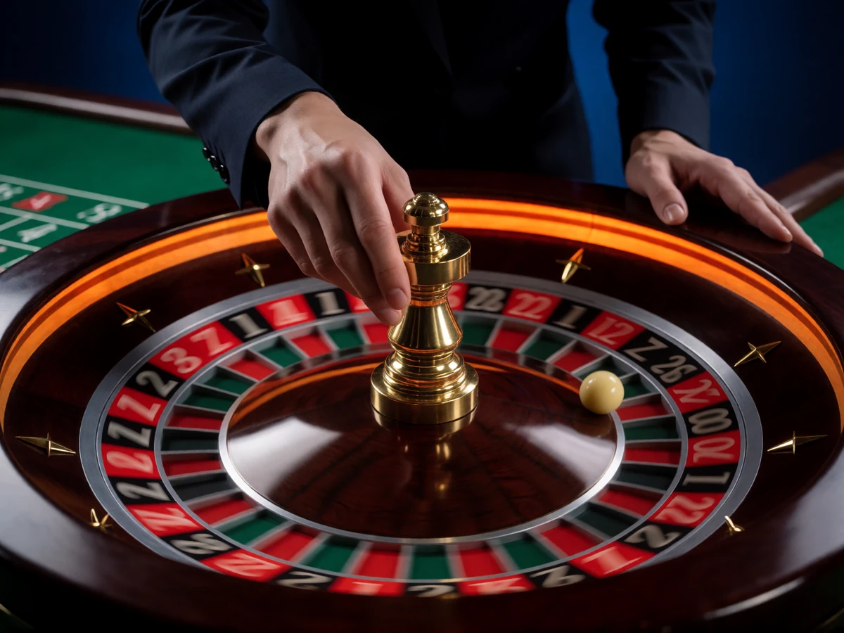 Croupier-H&auml;nde am Roulettekessel im Neonlicht - Live Casino mit echten Dealern bei 30bet