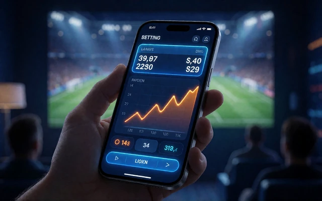 Smartphone mit Live-Wetten-Interface und Neon-Quoten - Live Wetten bei 30bet